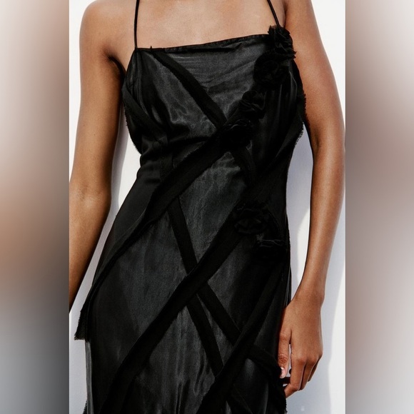 New Zara Leaf satin effect dress. Luxury blogger’s fav. XS 🔥✨✨✨ - Picture 5 of 9